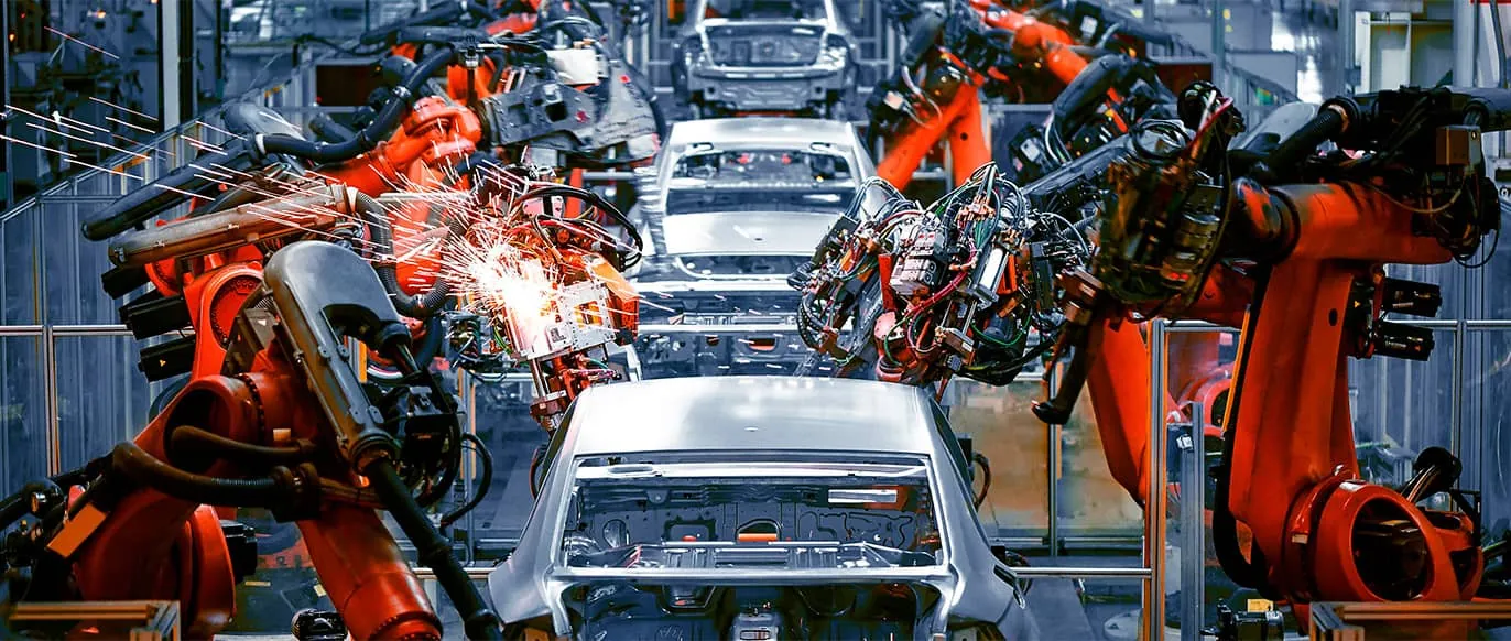 Carrocerías en una línea de ensamble automotriz con robots de soldadura